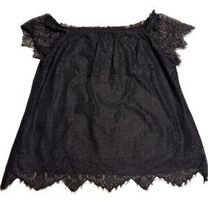 White House Black Market Semi Sheer Lace Off the Shoulder Blouse